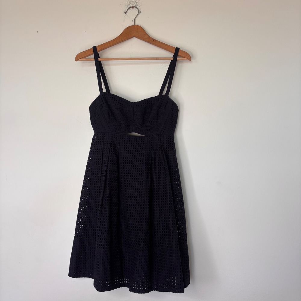 Club Monaco Navy Blue Fit and Flair Cutout Party Cocktail Dress Vintage 2